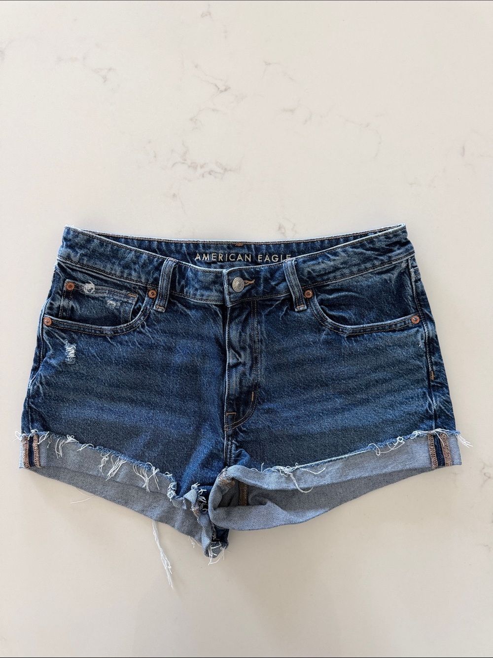 American Eagle Outfitters Perfect Shortie Frayed Hem Denim Shorts